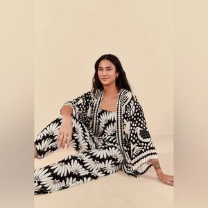 NWT FARM Rio Copacabana Bananas Black White Cropped Tank Top Harem Pants Set S